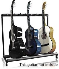 Mike Music Multi Guitar Stand Foldable Universal Display Rack, Portable Black Guitar Holder With Neoprene Tubing For Protection, Bass Guitar And Guitar Bag, Case (7 Holder, Black)