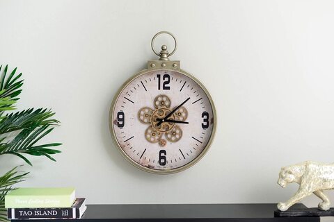 Pan Emirates Doncik Gear Clock English Grey D46X70cm