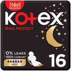 Buy Kotex Maxi Protect Thick Pads Overnight Protection Sanitary Pads With Wings 16 Sanitary Pads in UAE