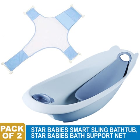 Star Babies - Smart Sling 3-Stage Tub With Kids Bath Support - Pack of 2 - Blue