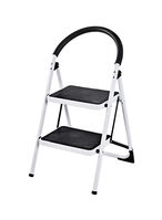 اشتري Generic Foldable Step Ladder With Rubber Handgrip White/Black 38Inch في الامارات