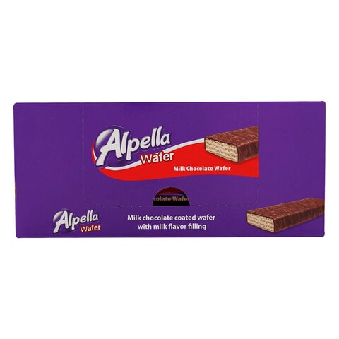 ألكر ألبيلا ويفر شوكولاتة بالحليب 38 غرام علبة من 24 قطعة