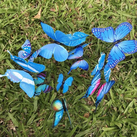 LINGWEI 40-Pieces Garden Butterflies Stakes Waterproof Artificial Butterfly Stakes Plant Stakes Stems Decorations Butterfly Garden Ornament Floral Picks Garden Stakes