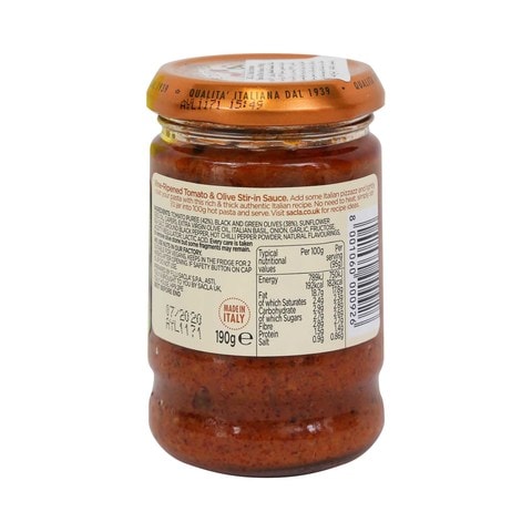Sacla Intenso Ripened Tomato &amp; Olive Pasta Sauce 190g