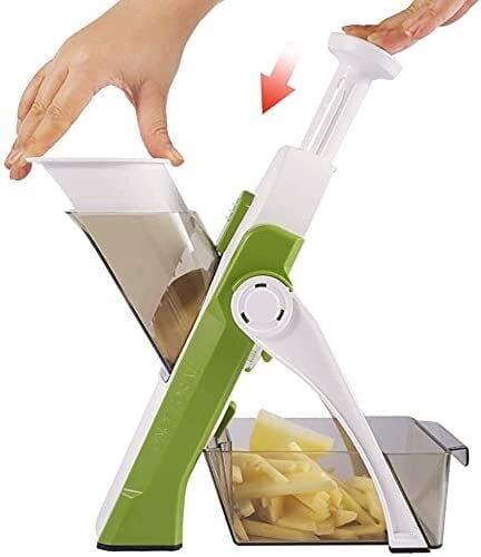 Buy Safe Slice Mandoline Slicer for Kitchen, Vegetable Slicer Cutter and  Chopper, Food Slice and Julienne for Vegetables Potato Fruit with  Container, Veggie Cutter with 3 Adjustable Blade Online Dubai, UAE