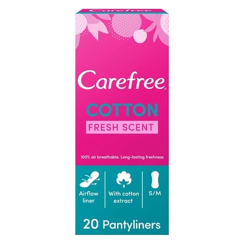 Carefree Cotton Feel Fresh Scented Panty Liners White 20 Liners
