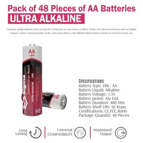 Sigma AA Ultra Alkaline Battery Red Pack of 48