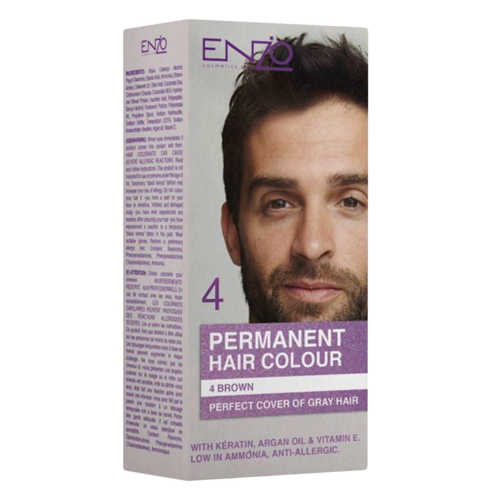 Buy Enzo Permanent Hair Colour For Men 4 Brown Online - Shop Beauty &  Personal Care on Carrefour Lebanon