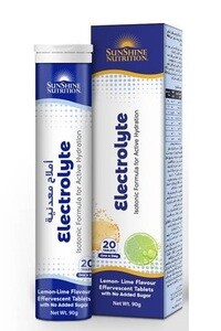 Sunshine Nutrition Isotonic Electrolyte Effervescent Lemon-Lime Flavour 20 Tablets