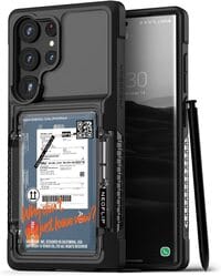 VRS Design Neo Flip Travel designed for Samsung Galaxy S23 ULTRA case cover wallet [Semi Automatic Snap door] Credit card holder Slot [2 cards] - Black Crystal