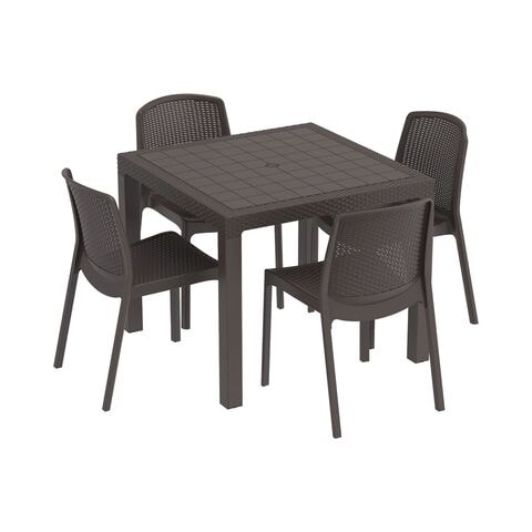 Plastic rattan shop dining set