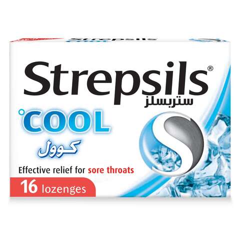 Strepsils Cool New Formulation with Cool Sensation Fast Effective Relief from Sore Throats 16 Lozenges