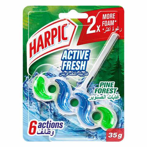 Buy Harpic Active Fresh Water Toilet Cleaner Rim Block, Pine Forest, 35 g (Pack of 2) in Saudi Arabia