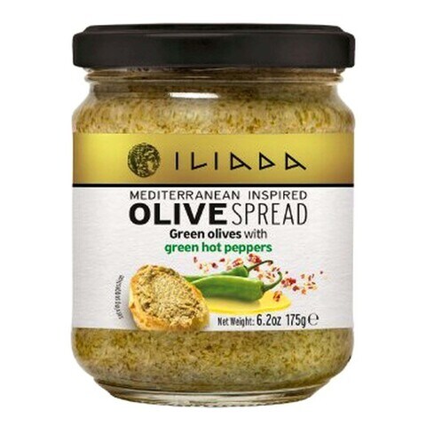 Buy Iliada Green Olive With Green hot Peppers Spread - 175 Gram in Egypt