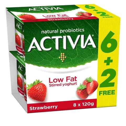 Activia Low Fat Strawberry Stirred Yoghurt 120g Pack of 8