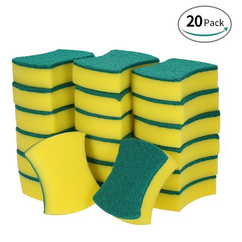 Decdeal - 20pcs Multi-purpose Double-faced Sponge Scouring Pads Dish Washing Scrub Sponge Stains Removing Cleaning Scrubber Brush for Kitchen Garage Bathroom