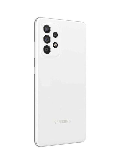 هاتف جالاكسي A52 ثنائي الشريحة بذاكرة رام سعة 8 جيجابايت وذاكرة داخلية بسعة 128 جيجابايت ويدعم تقنية 4G LTE بلون أبيض أوسوم - إصدار عالمي