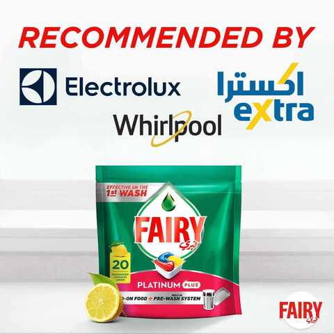 Fairy Platinum Plus Automatic Dishwasher Tablets Lemon Scent 20 Capsules &nbsp;