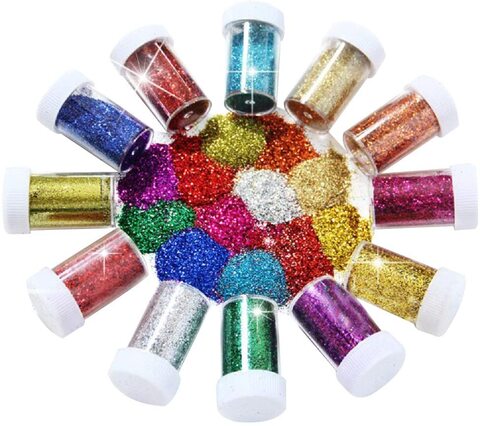 Glitter for Slime, Extra Fine Glitter Shakers in Shaker Jars, Great for Slime, Art and Crafts, Nail Art Polish, Scrapbooking, Paints, Set of 5 inch