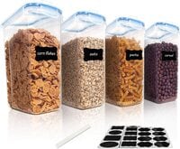 Cereal &amp; Dry Food Storage Containers 4.0 Liter Set Of 4 Large Airtight Lid With Marker And Labels