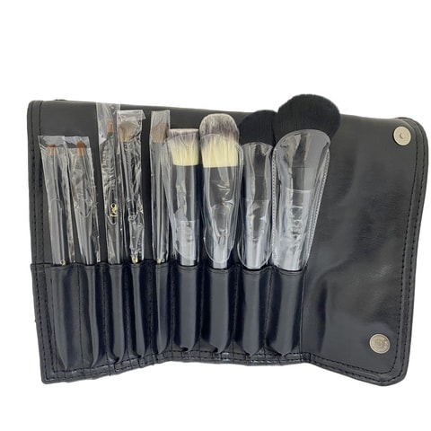 Picassa 9 Piece Makeup Brush Set With Leather Bag Black