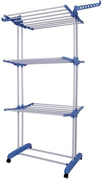 Anmol 3 Layer Tier Clothes Airer Folding, Hanger Dryer, Stand Rack Powder Coated Tube Indoor Outdoor Laundry Grey