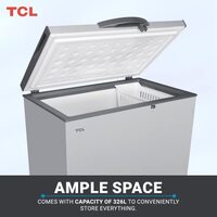 TCL 326 Liters Chest Freezer, Large Deep Freezer With Storage Basket, Mechanical Temperature Control, Front Water Disposal Device, Silver, F326Cfsl