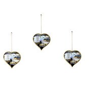 3-Piece Gold Heart Shape Art Diy Mirror For Living Room Bedroom Wall Decoration