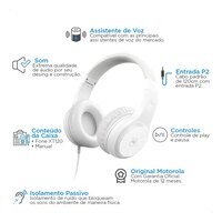 Motorola Moto XT120 Over-Ear Wired Headphones With Mic Titanium White