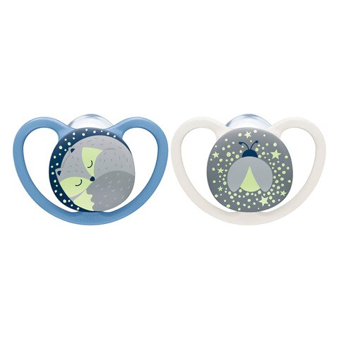 Nuk Space Night Soother 0-6m SNK715 Multicolour Pack of 2