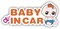 Magnetic Baby in Car Sign, Adhesive Free Removable Sticker Sign, Vinyl with Magnetic Base, Sticks to All Steel Body Cars (25x11cm) Blue