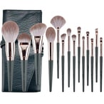 Buy Deo King Makeup Brush Set With Pu Makeup Brush Bag Dark Green - 14-Piece in UAE