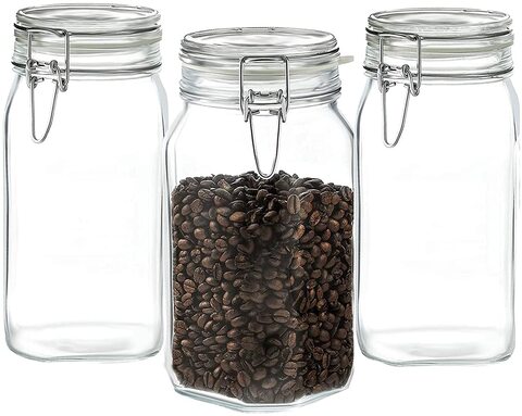 Aiwanto 3Pcs Glass Storage Containers Storage Jars Glass Storage box Airtight Storage Containers (500ML/1000ML/2200ML)