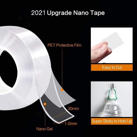 3cm Width Double Sided Tape Wall Adhesive Strips Removable Mounting  Tape,washable Strong Sticky Transparent Tape Gel Poster Carpet Tape 