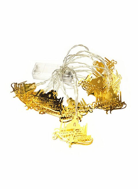 Hanging Led String Lights Iron Letters Castle For Ramadan Party Decoration Gold 12x10x12centimeter