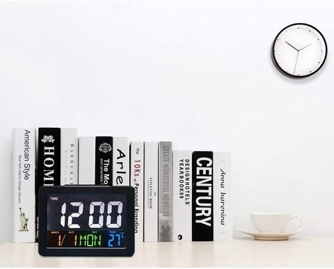 Crony LED Digital Desk Clock - Bedside Large Screen LED Alarm Clock With Date, Temperature White