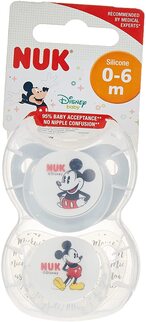 اشتري Nuk Trendline Orthodontic Silicone Soother, Disney Mickey Mouse And Minnie Mouse, Pack Of 2 في الامارات