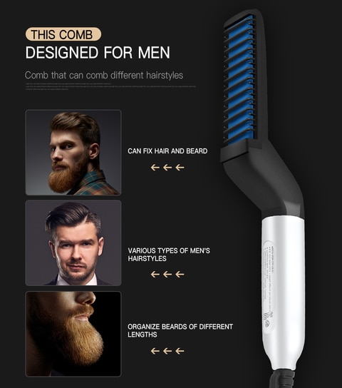 Generic - Multifunctional Hair Comb Brush Beard Straightener Hair Straighten Electric Beard Straightening Comb Quick Hair Styler For Men