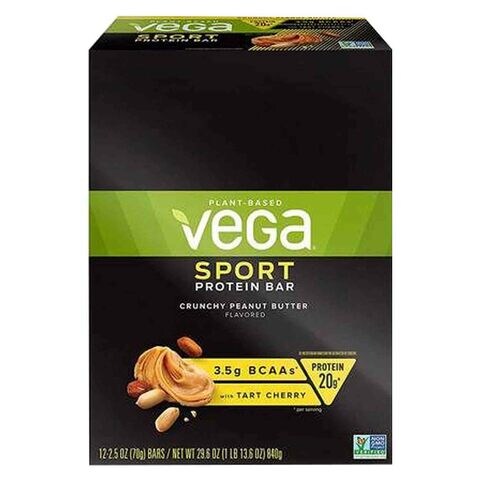 Vega Sport Protein Bar Crunchy Peanut Butter Flavoured 70g Pack of 12