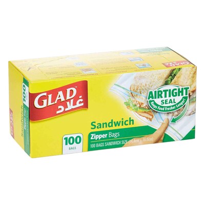 Glad Zipper Sandwich Bags With Zipper 100 Bags