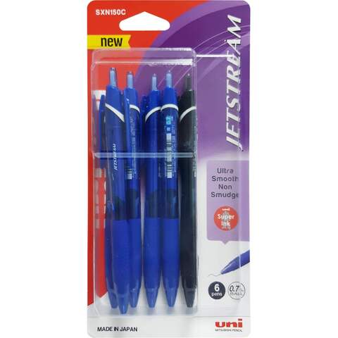 Buy Uni-ball Jetstream Ballpoint Pen Blue 0.7mm 6 PCS Online - Shop  Stationery & School Supplies on Carrefour UAE