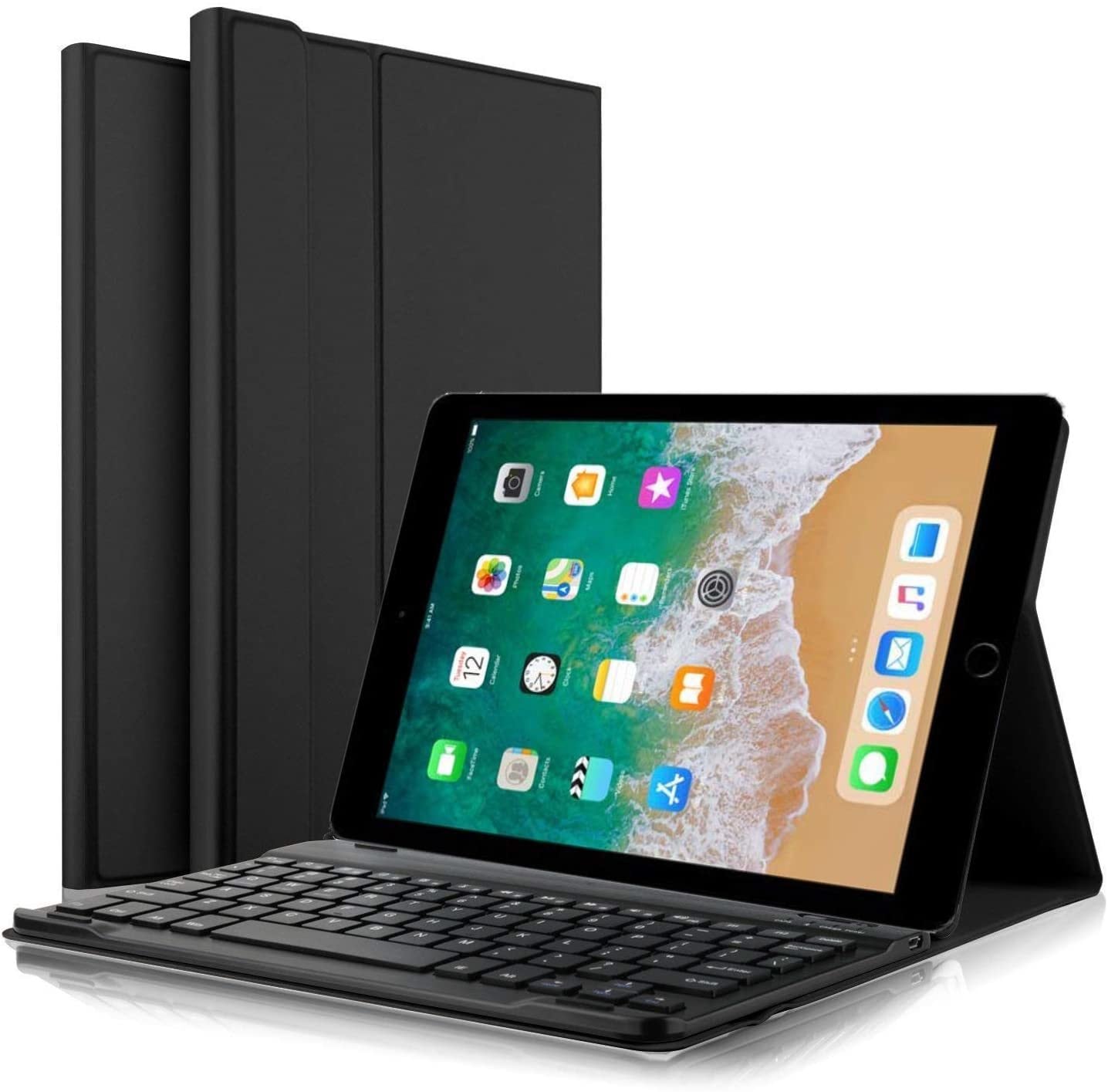 Detachable Magnetically Bluetooth Wireless Keyboard for iPad Air 3 2019//iPad Pro 10.5 2017 iPad Keyboard Case 10.2 inch 2020 iPad 8//7 Keyboard Cover with 7 Colors Backlit and Pencil Holder Black