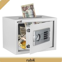 Electronic Digital Safe Box with Key A4 and Top Cash Drop-in Slot A4 Document Size (25x35x25cm) White
