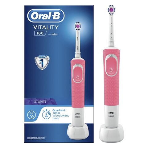 Oral-B Vitality 100 Pink Electric rechargeable toothbrush with UAE 3 pin plug