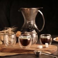 Lushh Double Walled Glasses for Espresso Coffee Turkish Tea, Espresso Coffee Cups 80 ML 6Pcs Set
