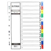 Maxi 1-12 Part Coloured PP Divider White