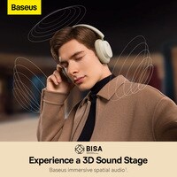 BASEUS Bowie D05 Wireless Bluetooth Headset Foldable HiFi Stereo Music Headphone - White Beige