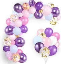 Party Time 160-Pieces Balloons for Mermaid Unicorn Birthday Party Baby Shower, Balloon Arch Kit Girls Birthday Party Decoration Purple &amp; Pink Gold Confetti Balloon Decoration