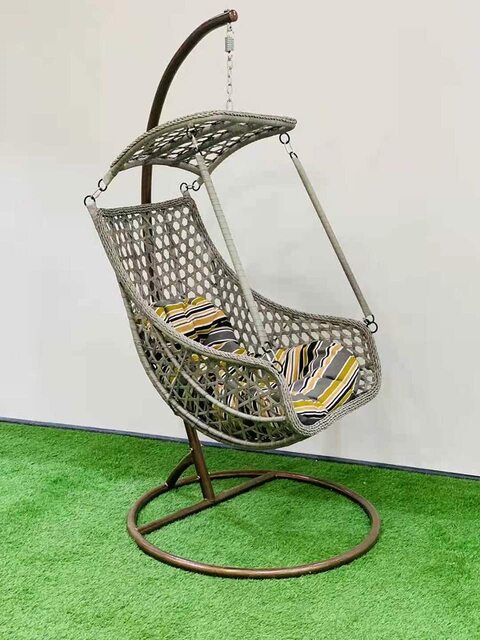 Yulan Comfortable Hanging Chair Outdoor Patio Swing Hanging (Random Cushion) (Grey) YL21018-400