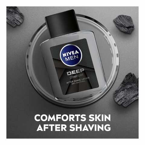 NIVEA MEN Deep After Shave Lotion With Anti-Bacterial Black Carbon And Woody Scent 100ml